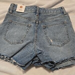 NWT Just Black Blue High-Waisted Jean Shorts Frayed Hem. JBD XS, S & M